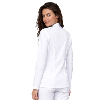 Bluza biała długi rękaw lamówka granatowa roz.40